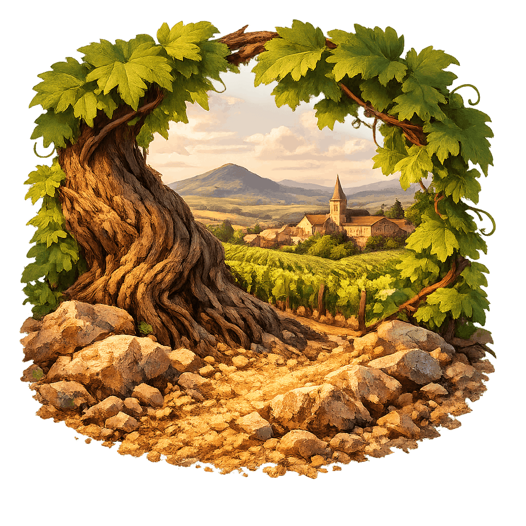 Detailed graphic of the Beaujolais-Villages wine region.