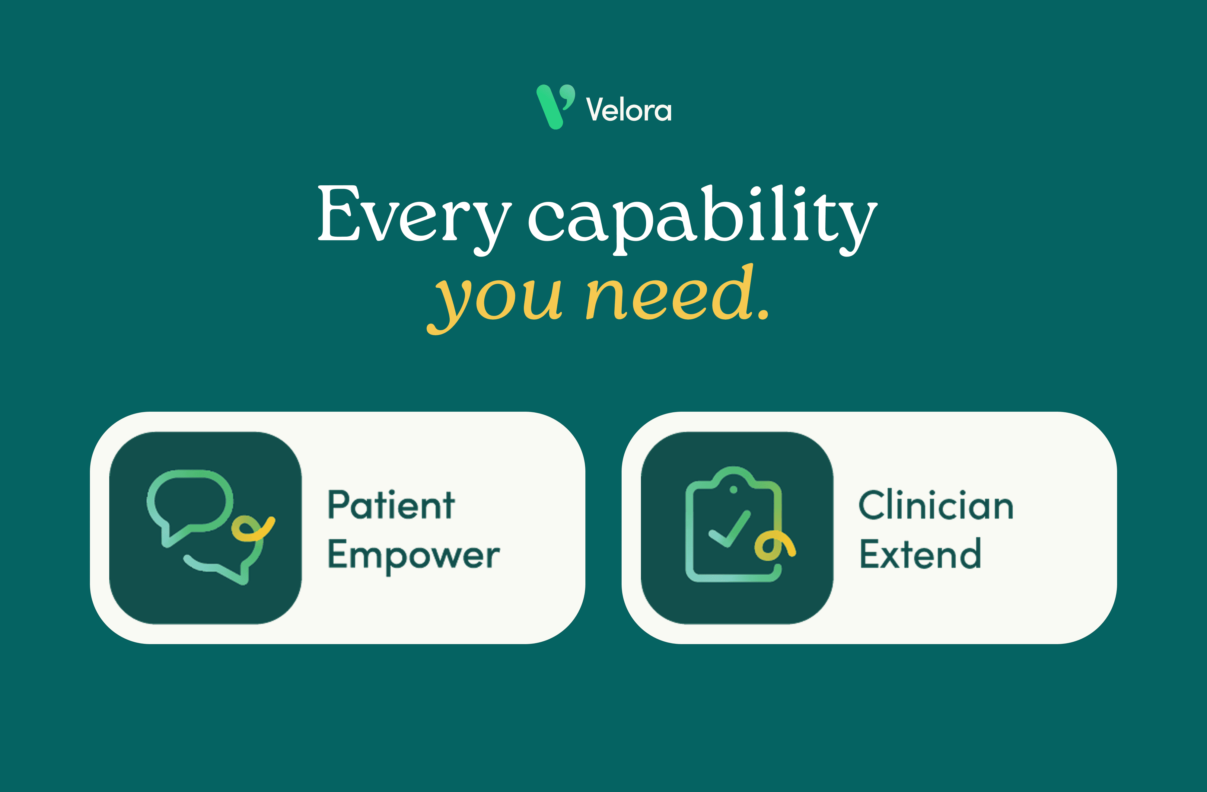 Velora identity applied across customer-facing product presentation slides
