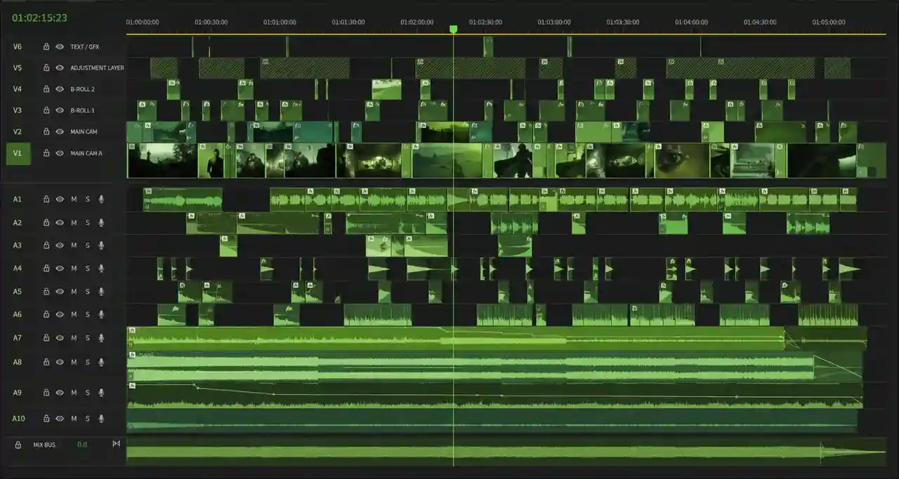 A screenshot of a video editing software interface with a green color scheme, featuring various tools and features for editing and manipulating video content.