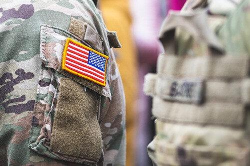 solider arm with united states flag patch