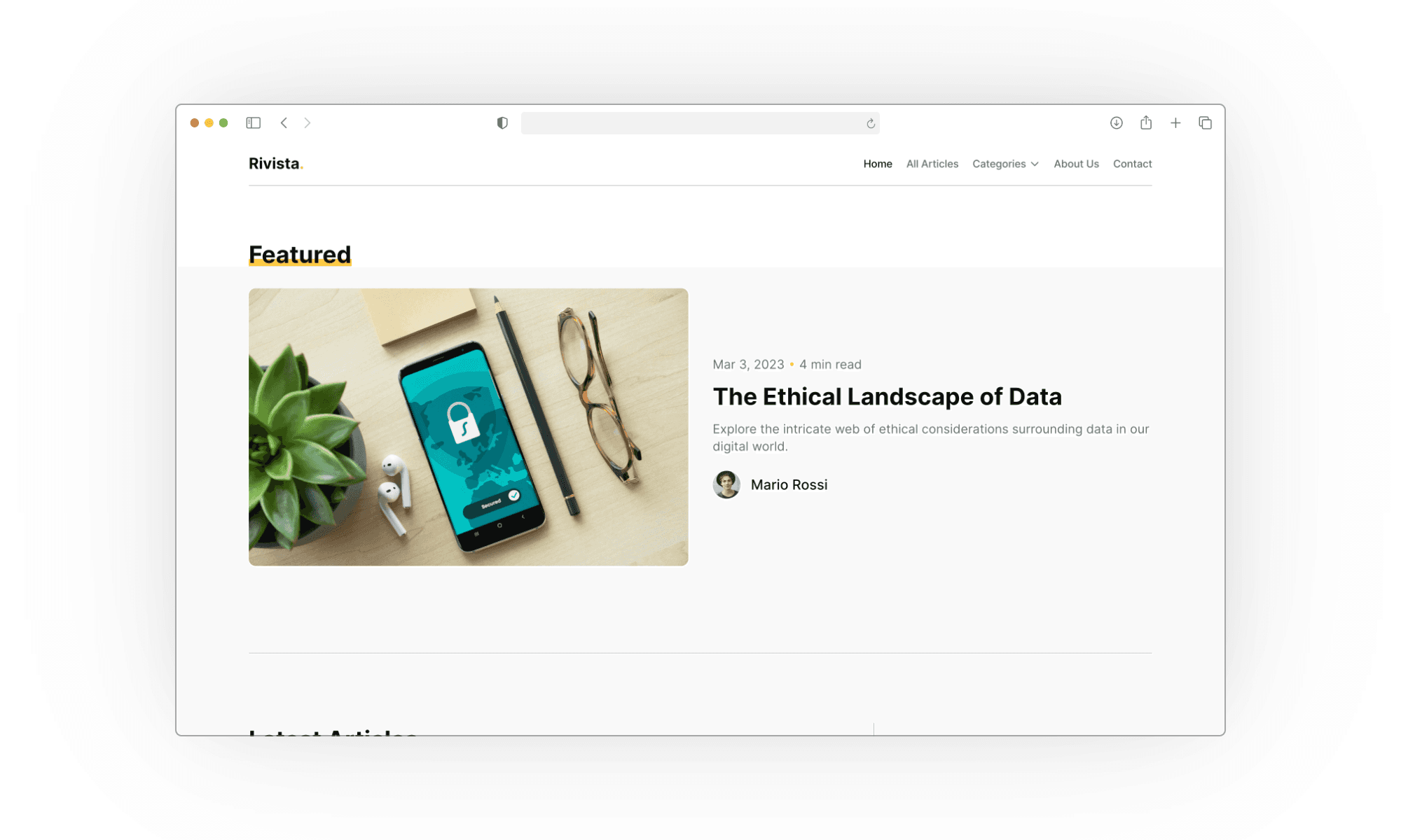 Example of a blog hosted on Framer