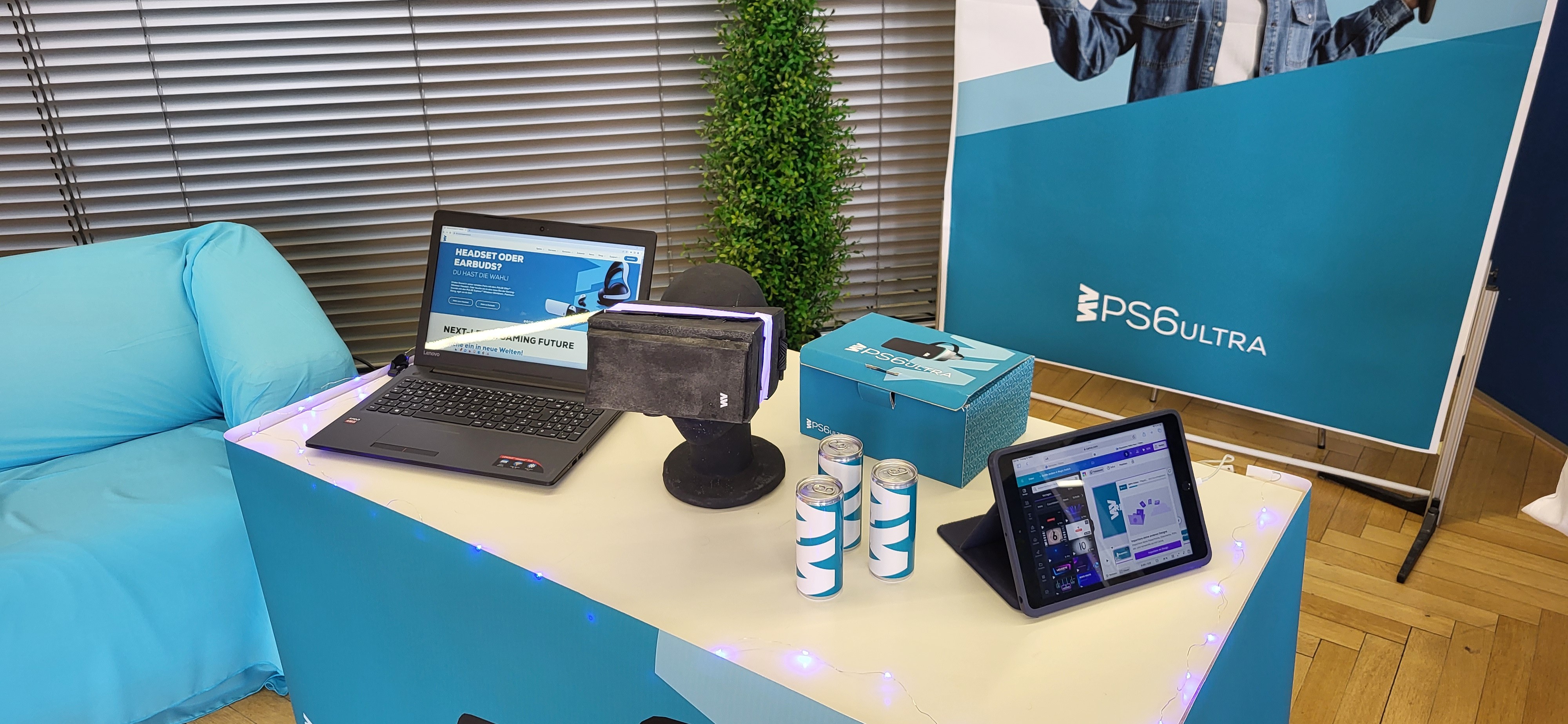 Präsentation von Prototypen der PS6 Ultra , Website sowie Merchandise Getränke