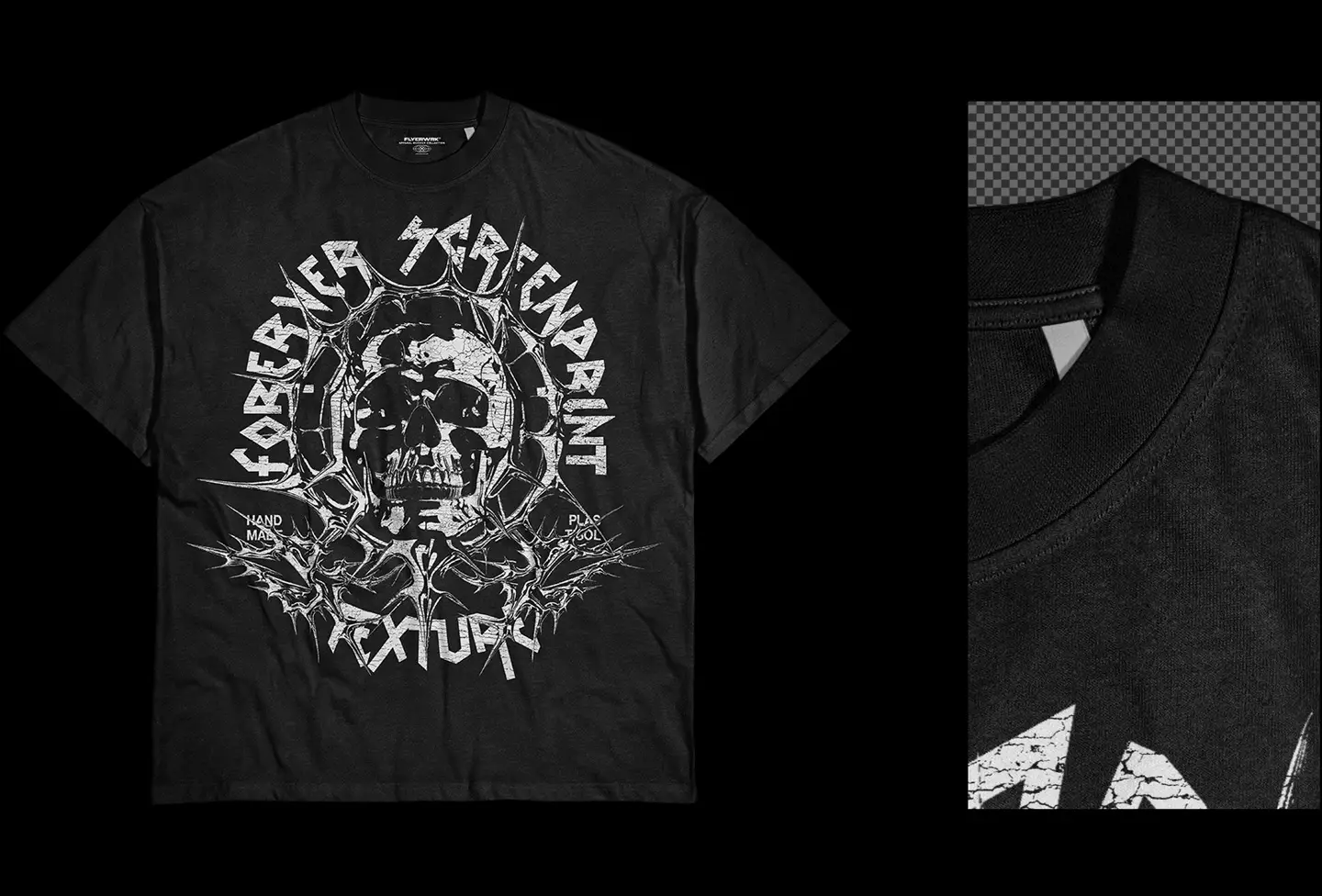 Rue Porter T-Shirt wrinkled mockup fabric detail close up high resolution