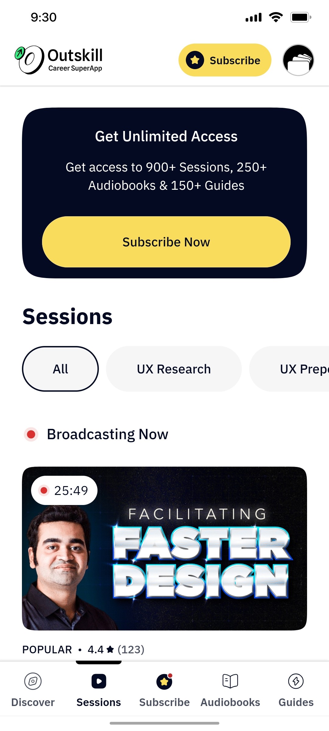 Outskill Sessions screen