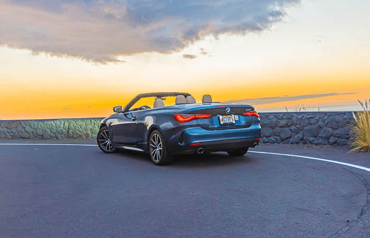 Blue BMW 430i for rent in Hawaii