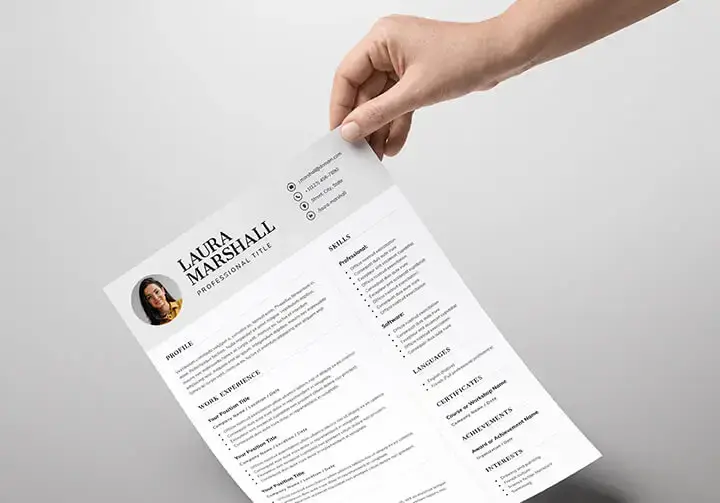 Professional resume template with modern layout