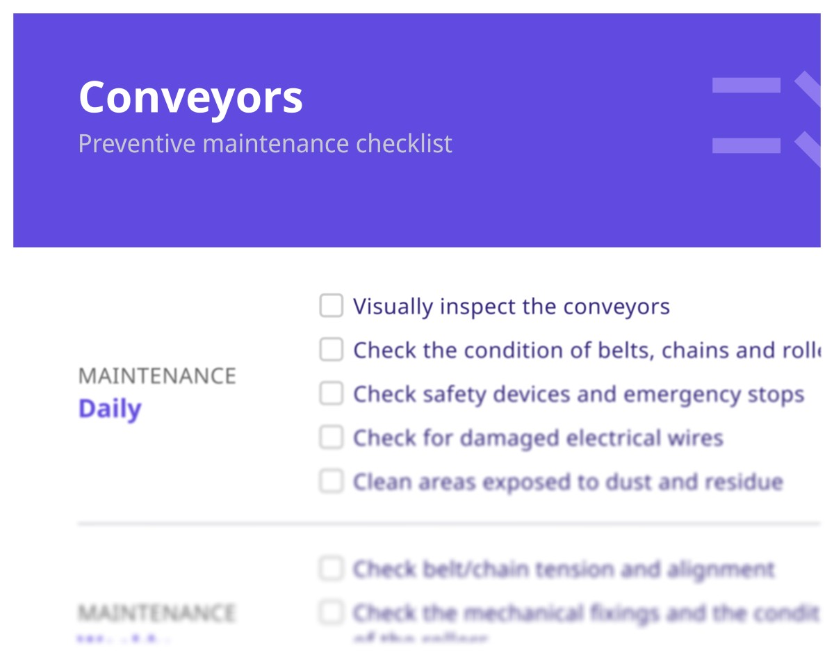Binder Maintenance Conveyor Checklist