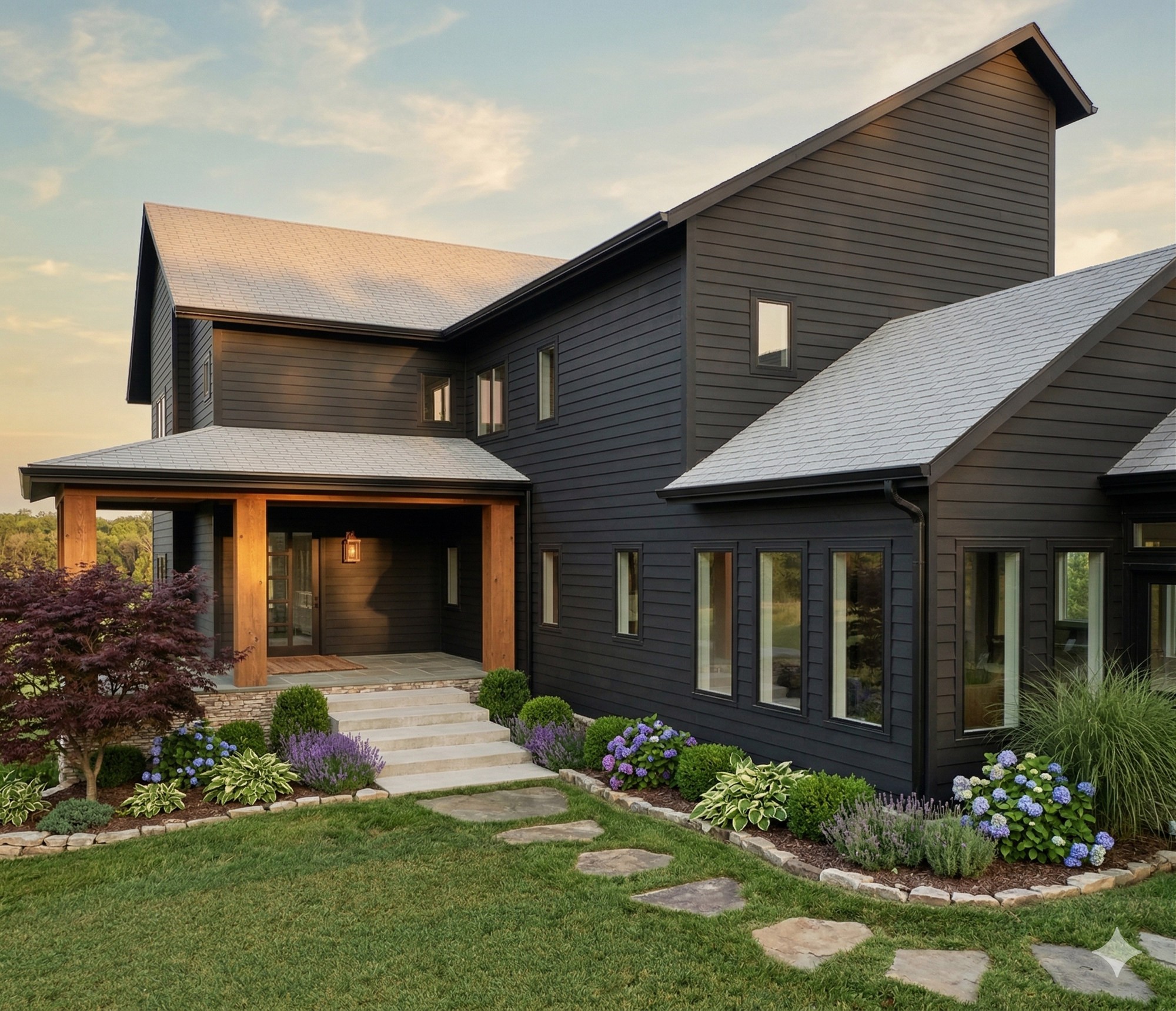 Rendering of the front of the Saddle Creek house with a new covered porch