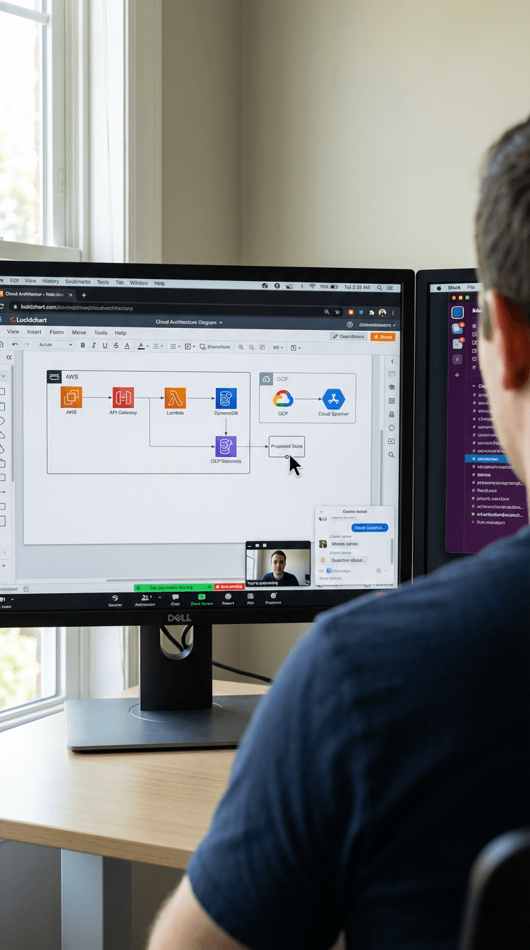 Cloud architecture document on screen during video call