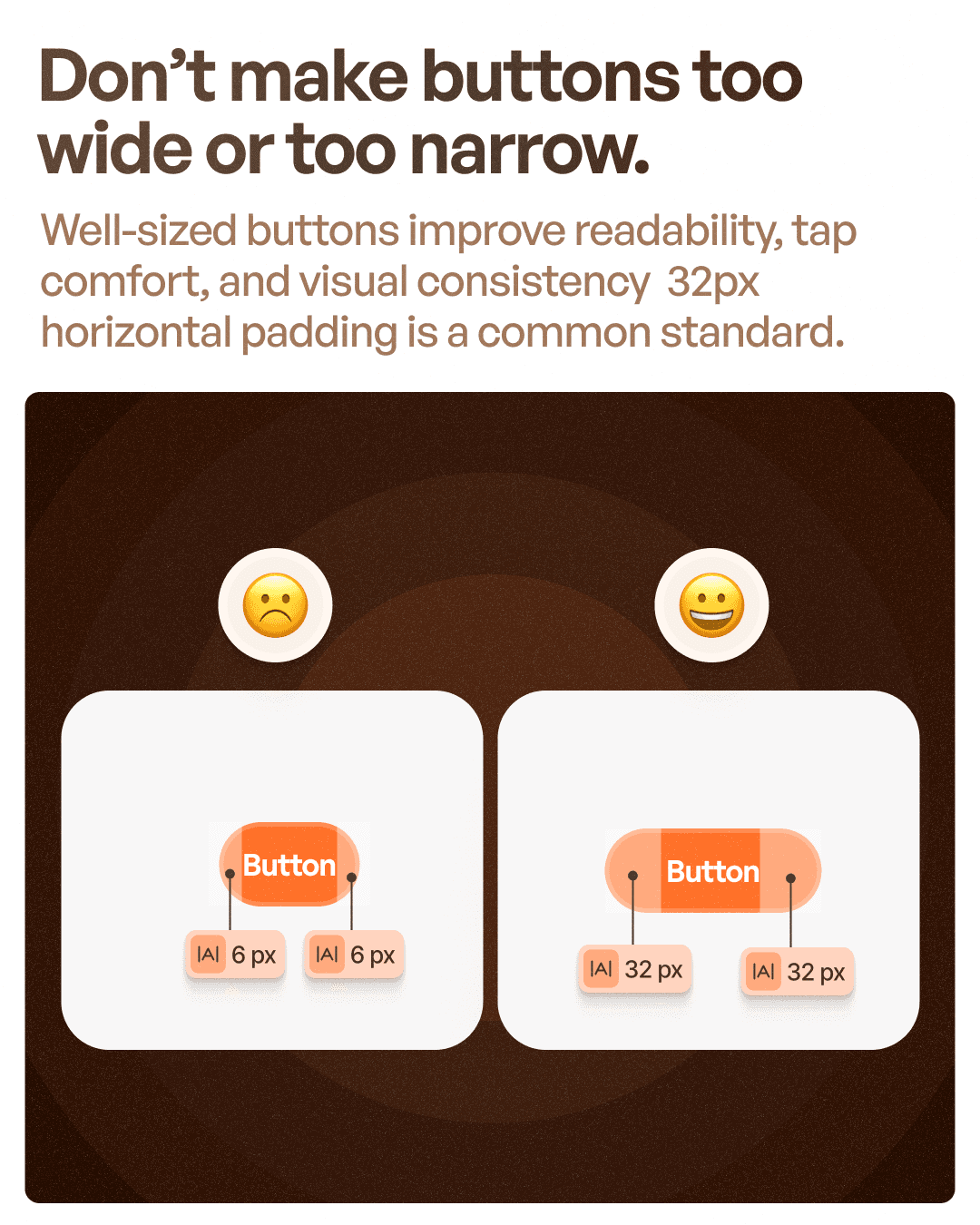 Button wide or narrow in brief