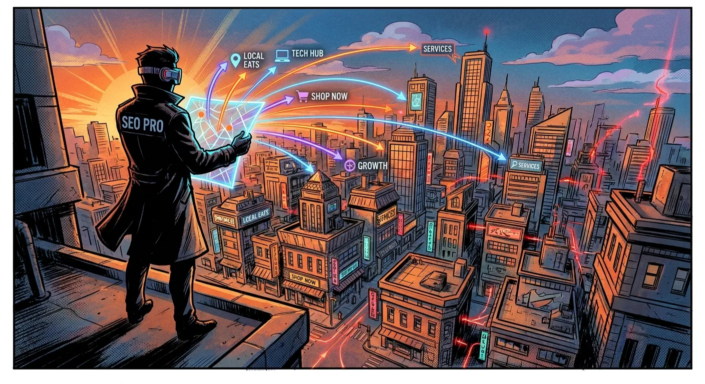 "RockN' Socials Digital Marketing Agency superhero oversees city growth."
