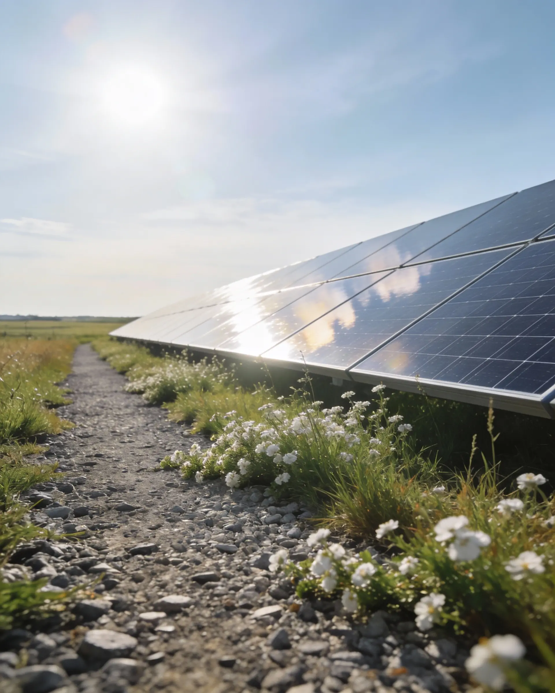 Close-up of rooftop solar panels capturing renewable energy from sunlight