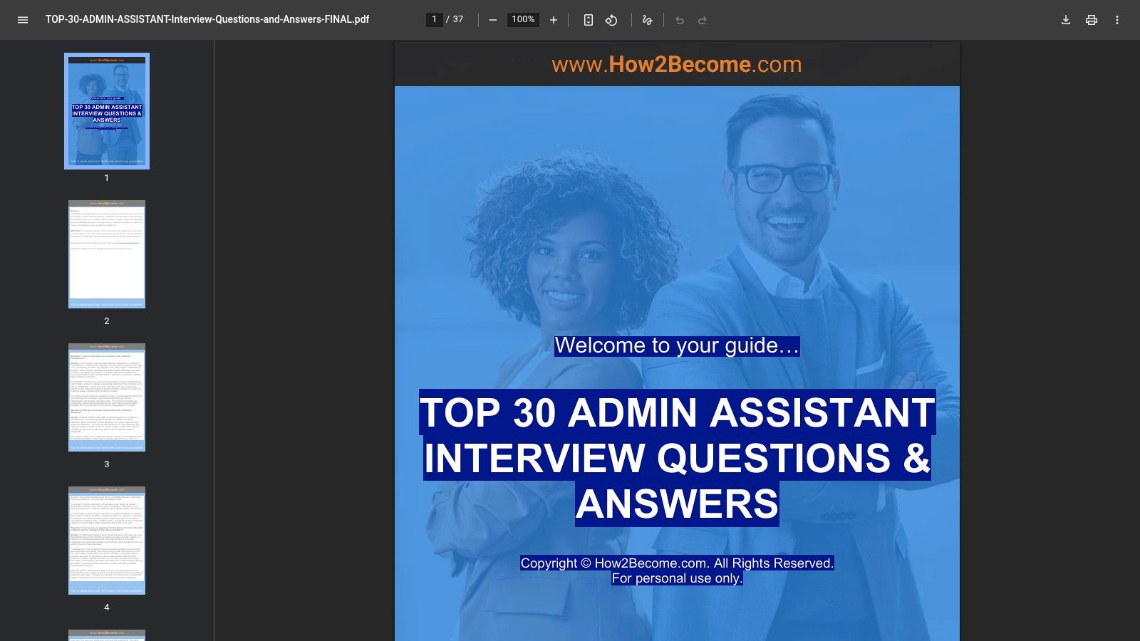 How2Become, TOP 30 ADMIN ASSISTANT Interview Questions & Answers (37-page PDF)