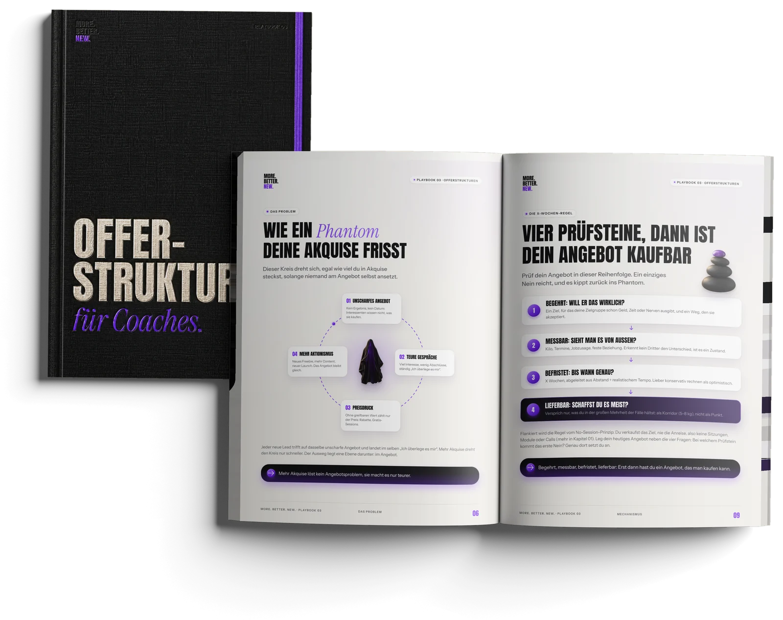 Das Playbook Offer-Strukturen für Coaches aufgeschlagen