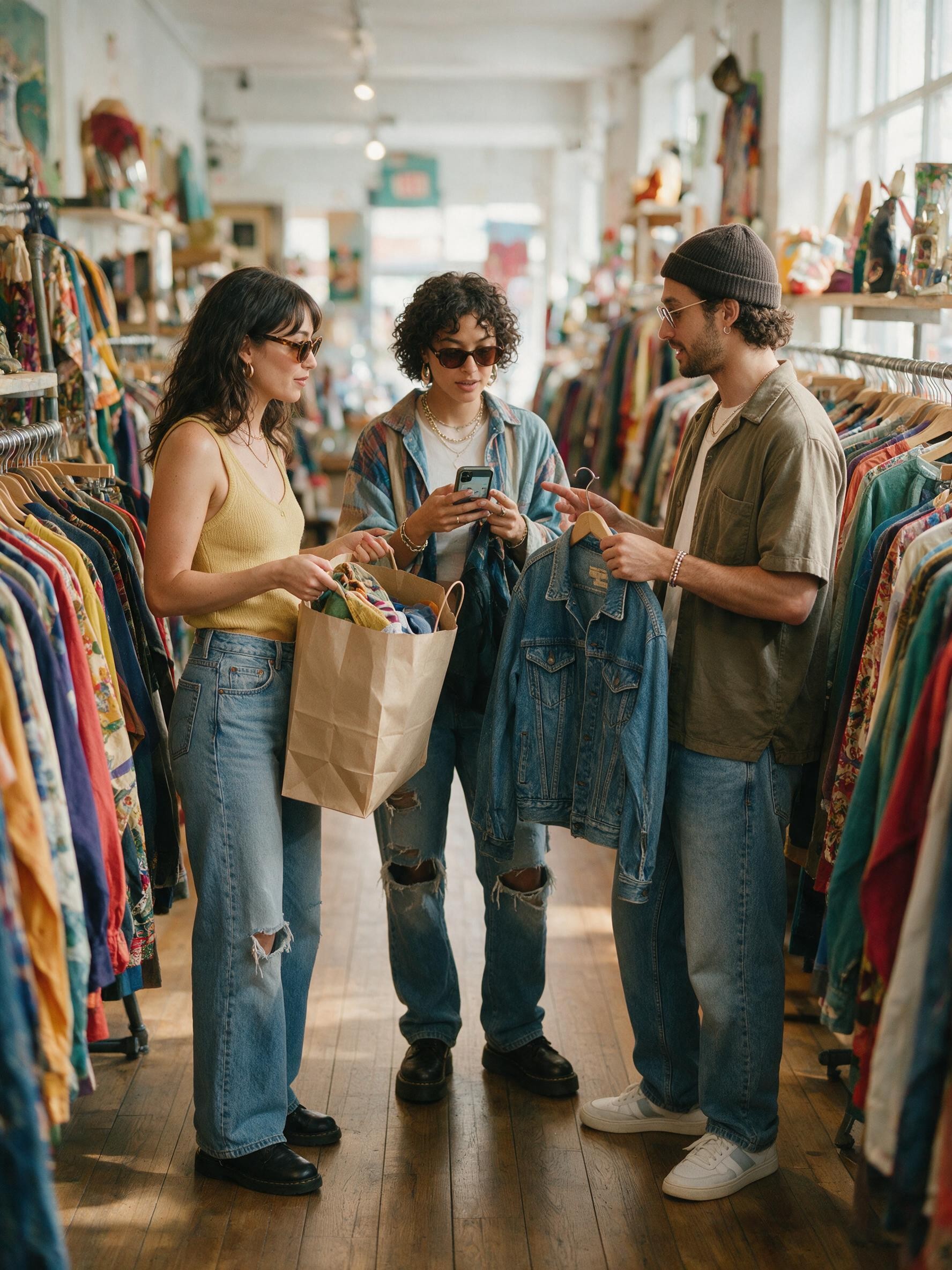 Thrifters using the ThreadFlip resale app