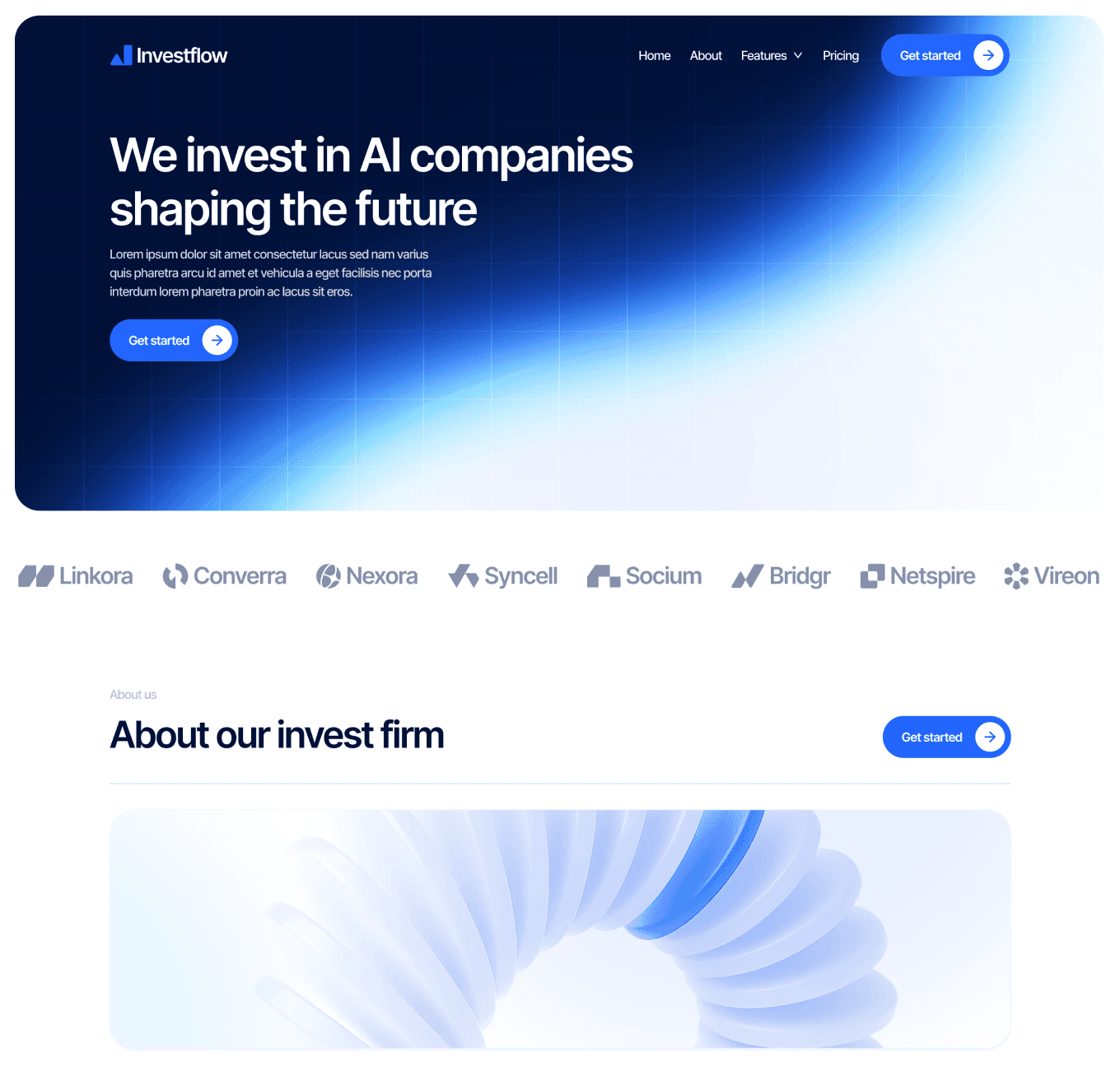 Investflow - Home V1 Page - Investment Firm Framer Template