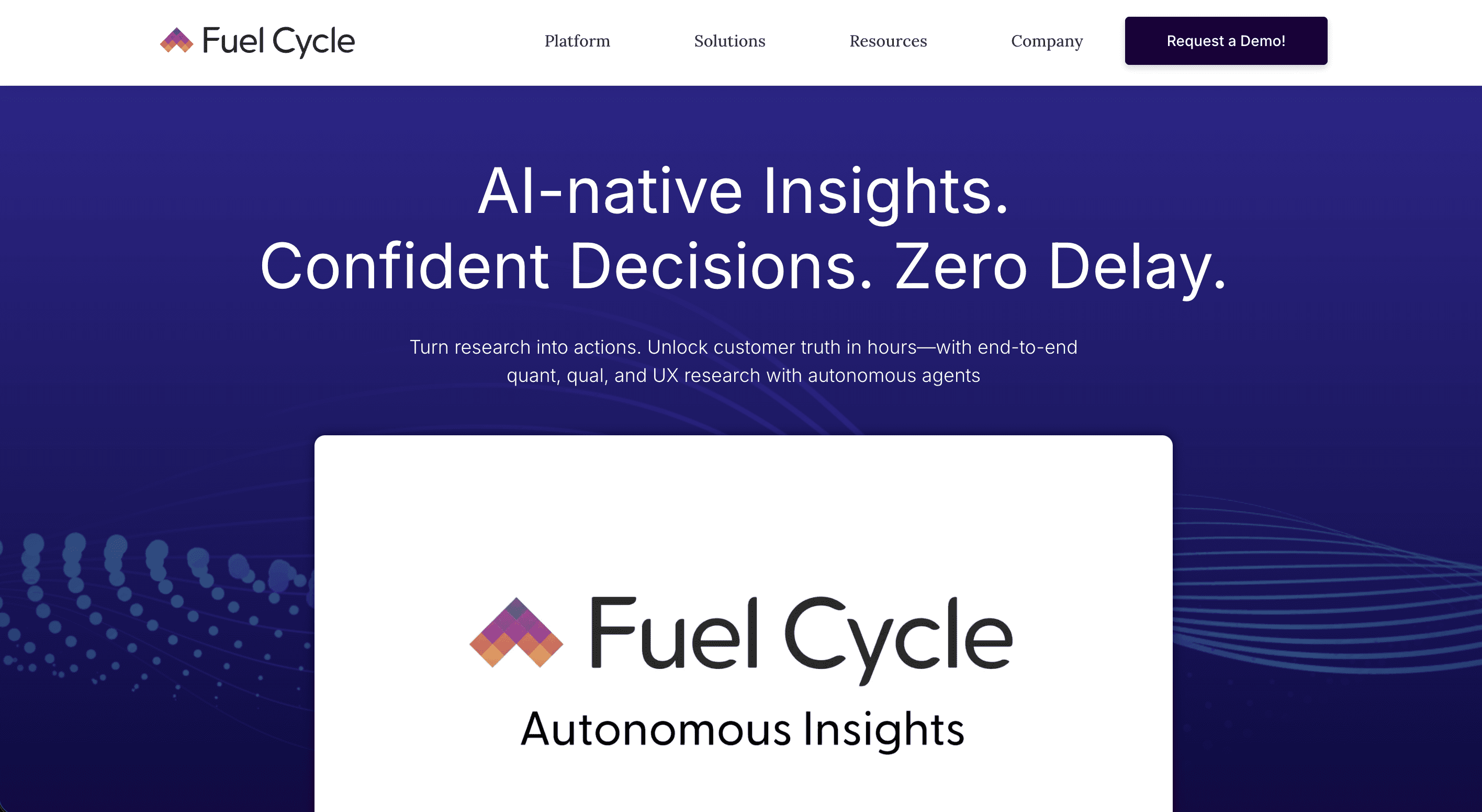 Consumer Insights and Market Research Website Dashboard for Fuel Cycle