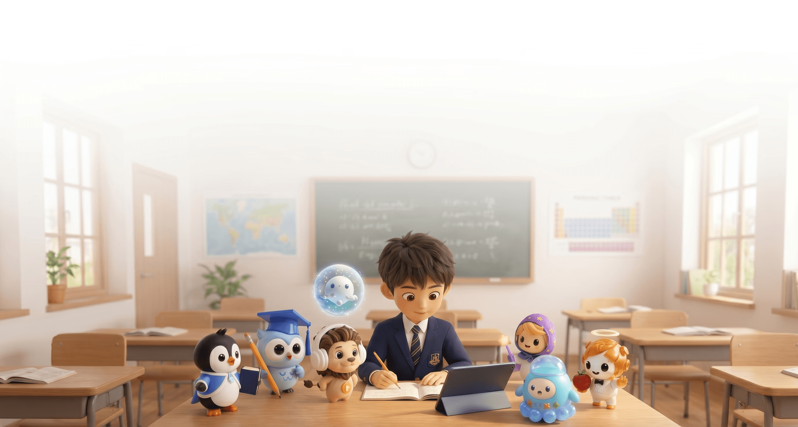 An image of MintMind.ai companions helping student