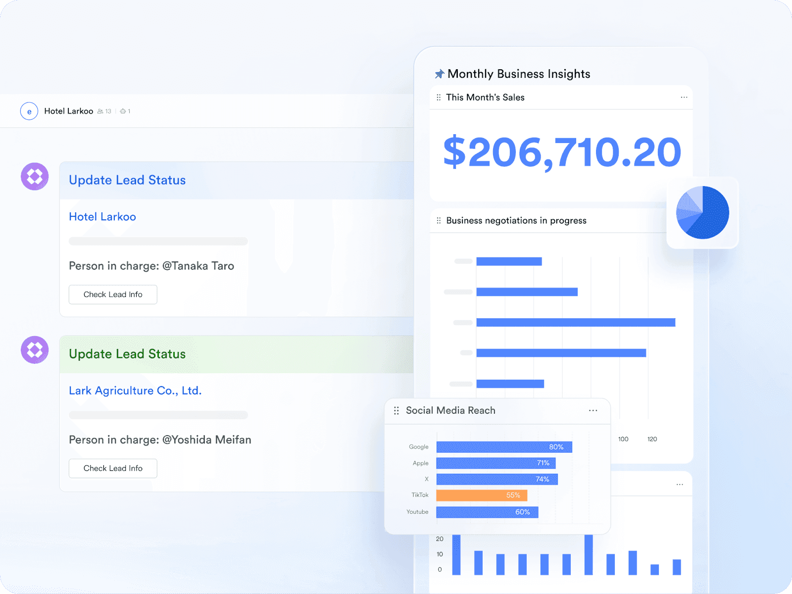 An illustration of Lark's crm app