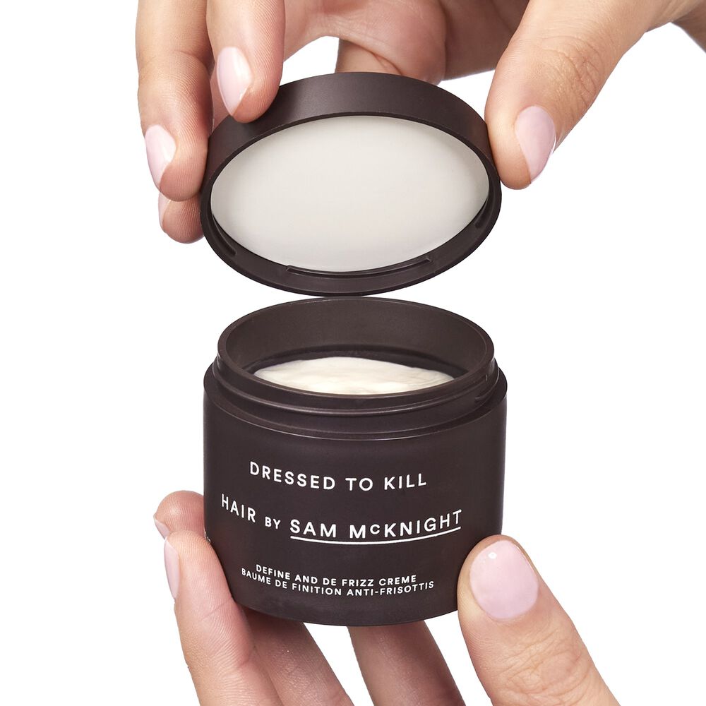 A 50ml VIVOMER tub holding Hair by Sam McKnight Dressed to Kill Define and Defrizz Creme. This premium plastic-free packaging provides the structural integrity required for luxury haircare products.