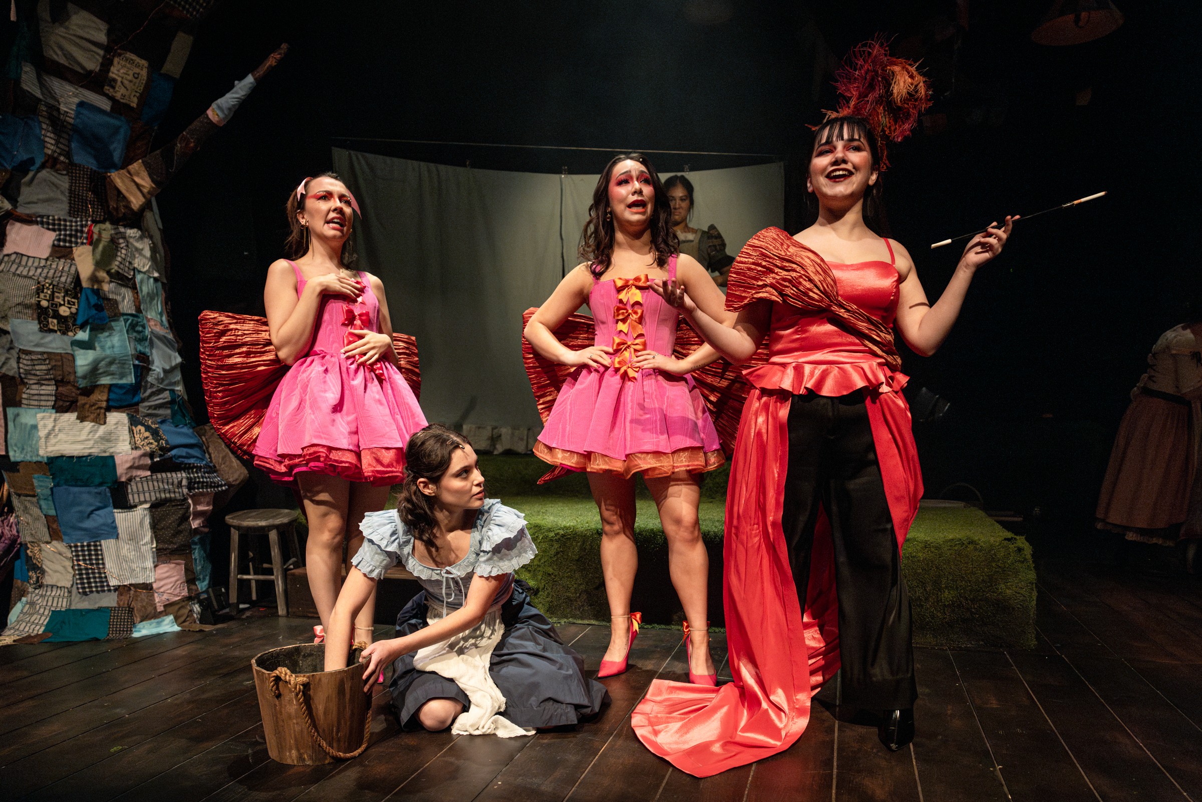 Show Photo: Heidi Milne as "Lucinda", Marina Lee as "Florinda", Elizabeth Pardallis as "Step Mother", Sophia Kouknas as "Cinderella"