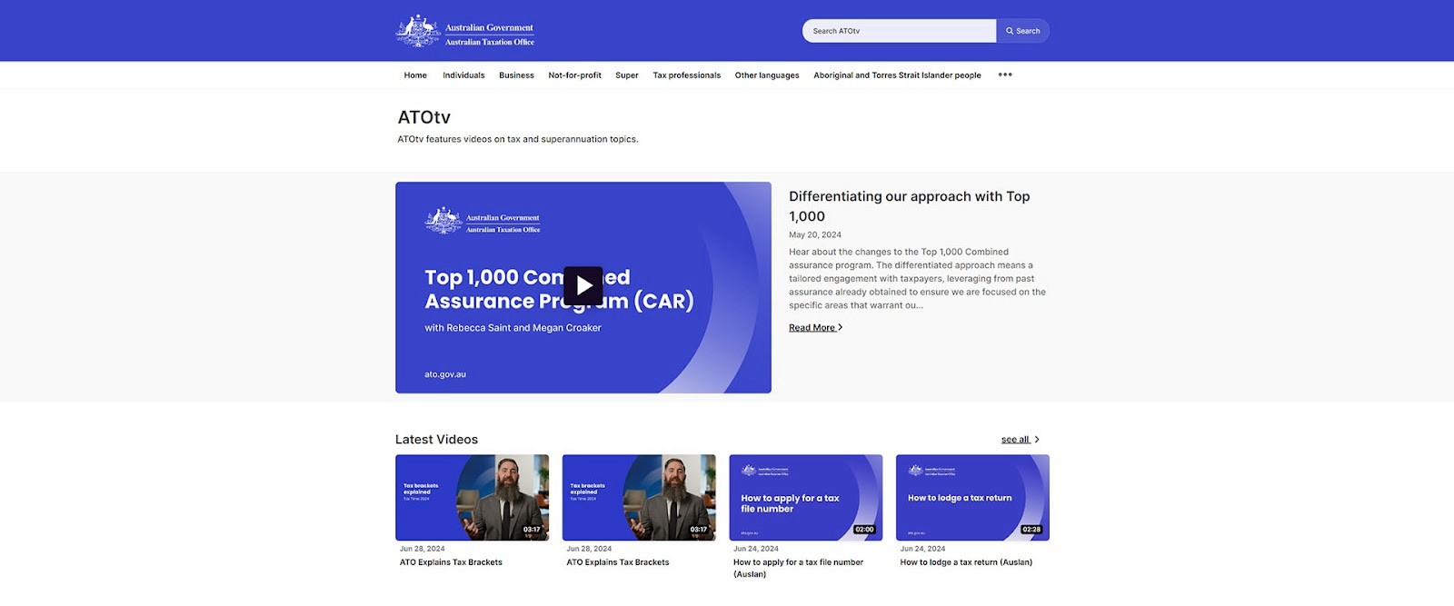 A screenshot of ATO TV