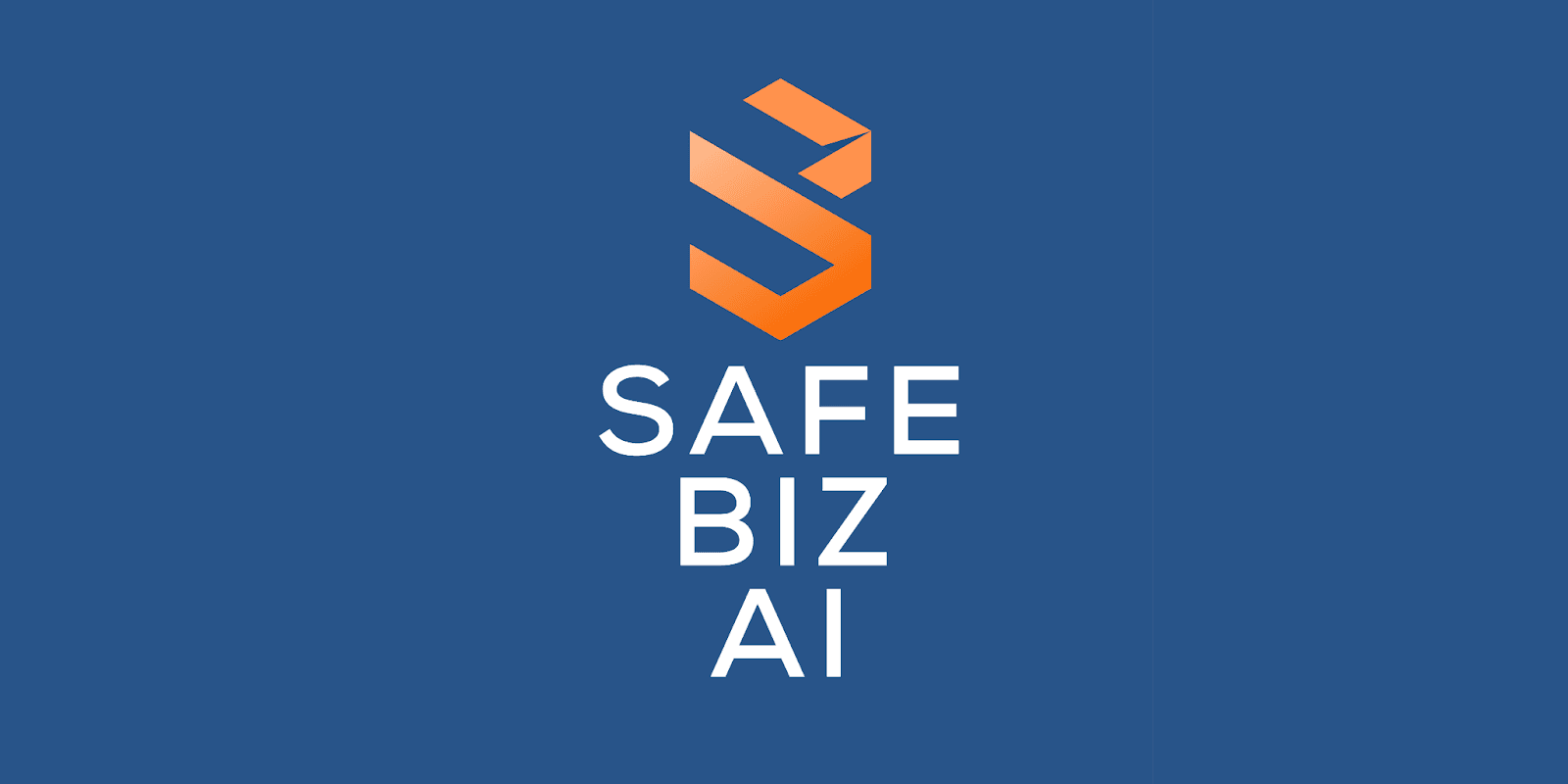 SafeBiz AI logo featuring a modern orange and blue design symbolizing innovation, responsibility, and leadership in AI.