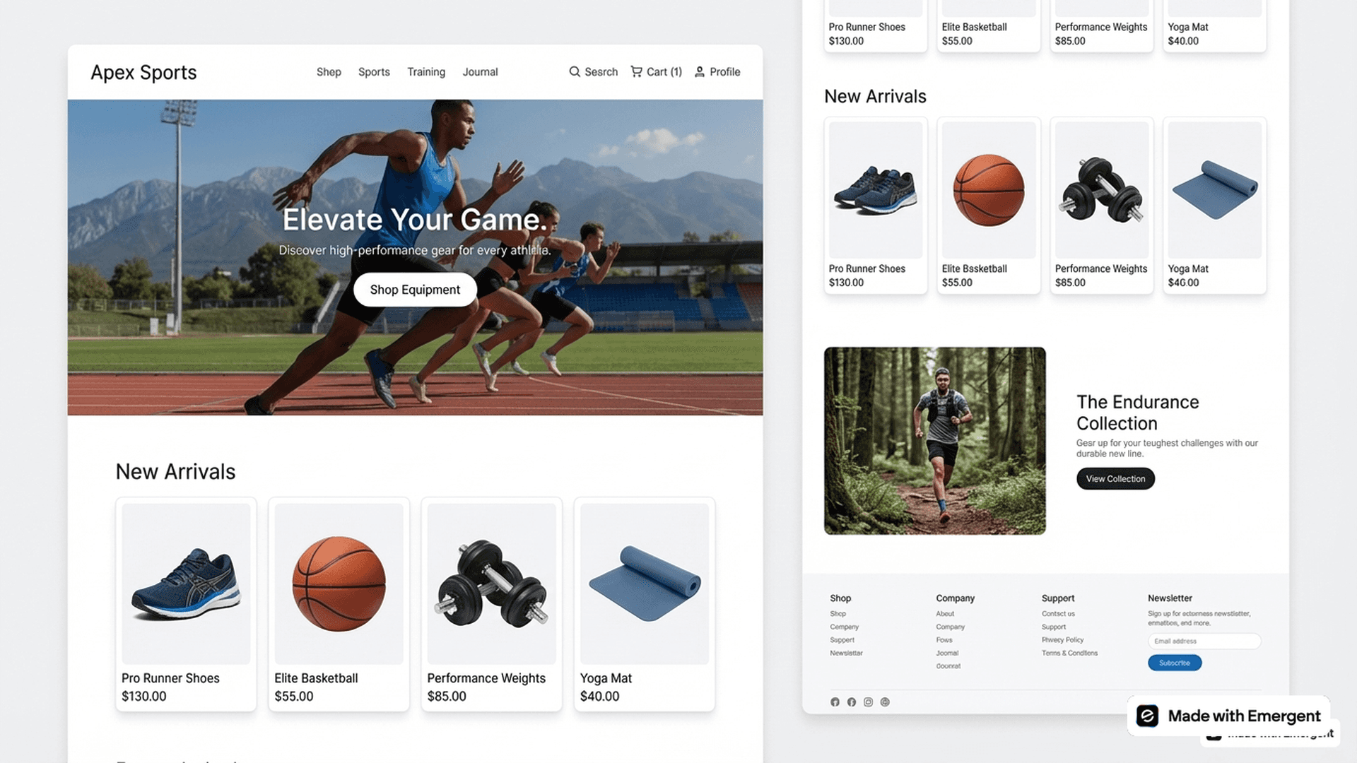 sport website made with emergent