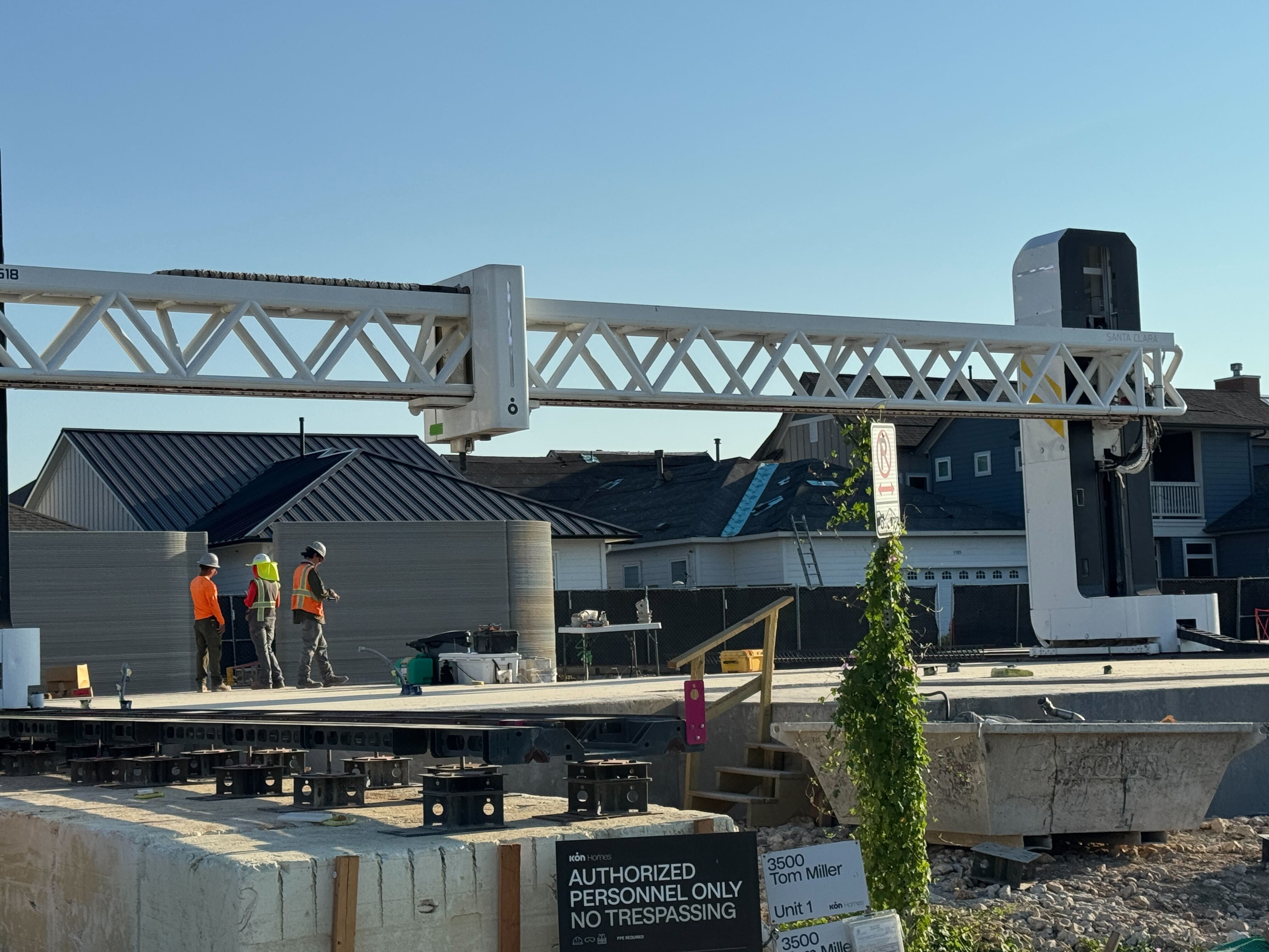 A home being 3D printed by ICON in Mueller