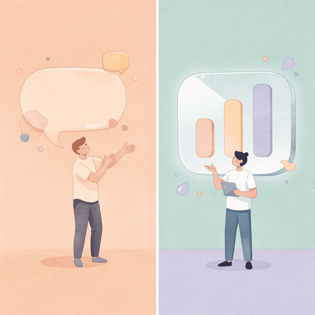 Split scene contrasting religious scholarship versus modern communication contexts