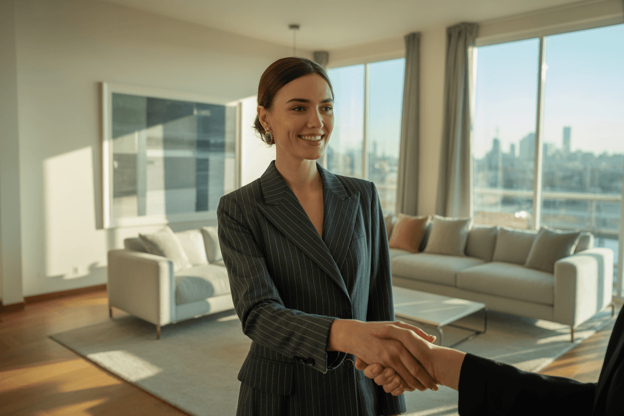 ქალი იღებს ნაღდ ფულს თავისი ბინის გაყიდვისას თბილისში — უსაფრთხო და გამჭვირვალე გარიგება HomeBuyer.ge-სთან.