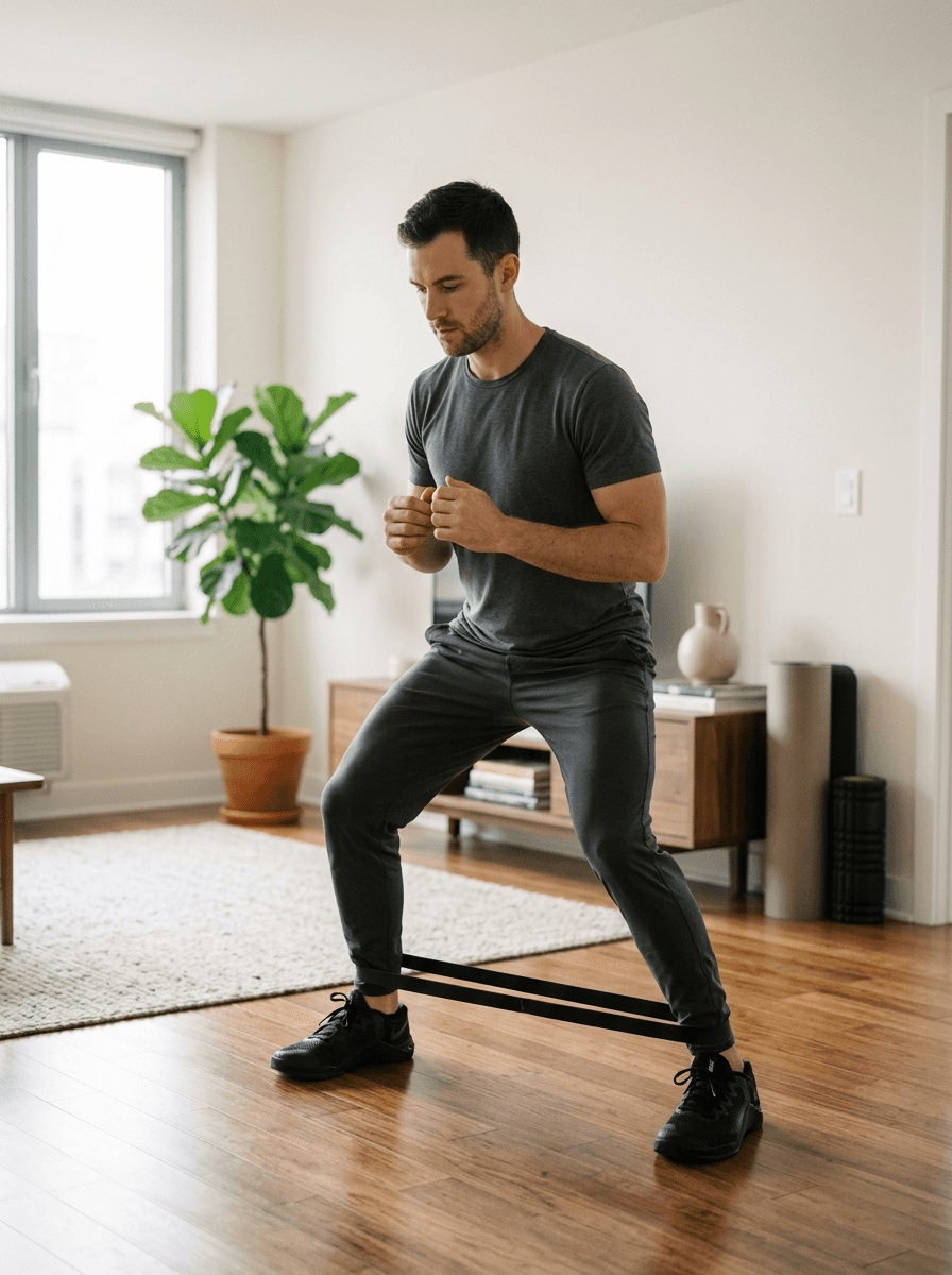 Confident man standing in a greenhouse surrounded by lush green plants, wearing a beige shirt and neutral-toned outfit.