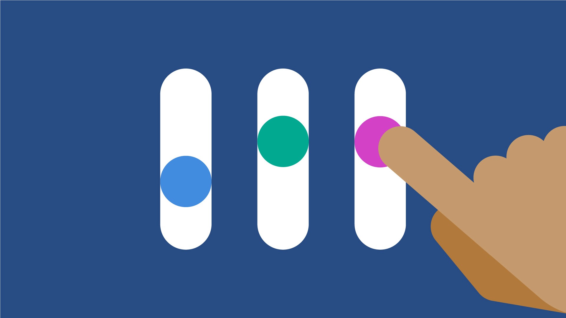 An illustrated hand interacting with three sliders.