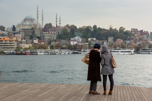 women  in the coastline in Istanbul