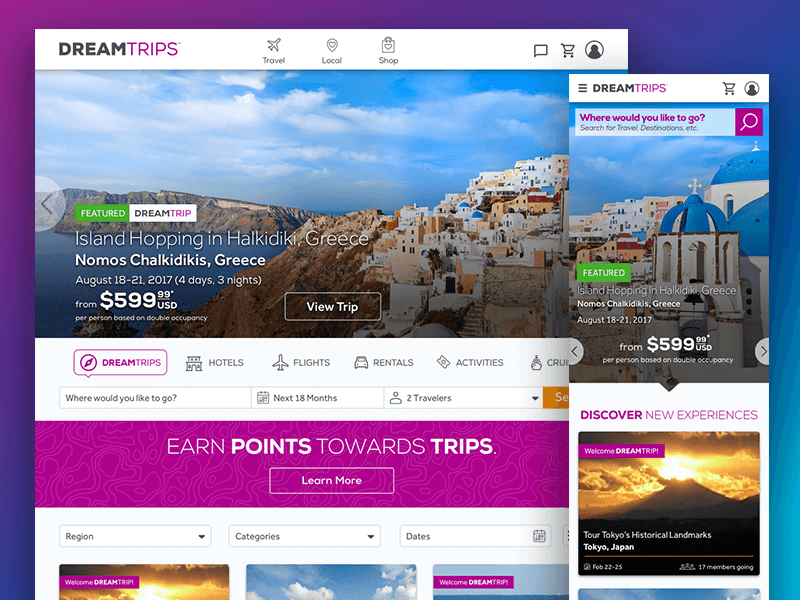 Authenticated User View of a spotlighted DreamTrip