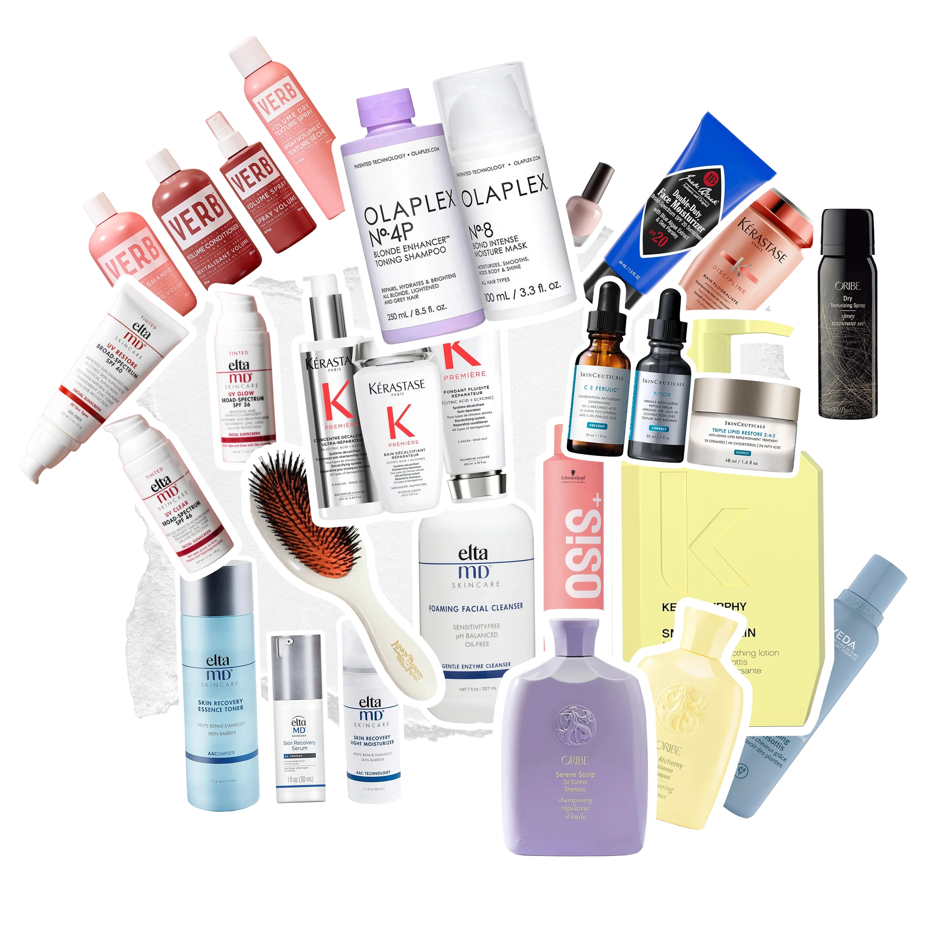 collage of beauty products