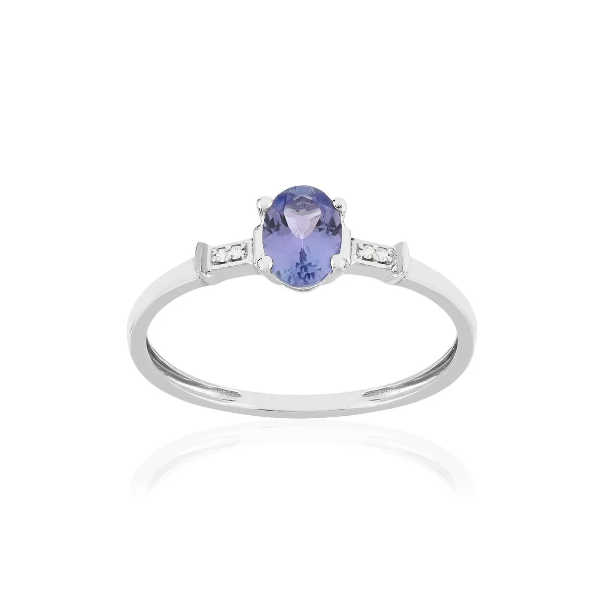Bague en or blanc 375 sertie de diamants et tanzanites