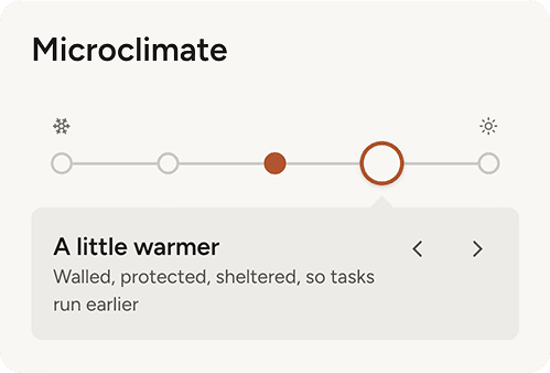 Garden microclimate information in the app