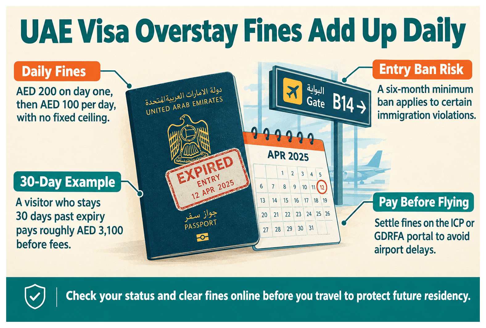 Infographic: What Are the Penalties for Overstaying a UAE Visa