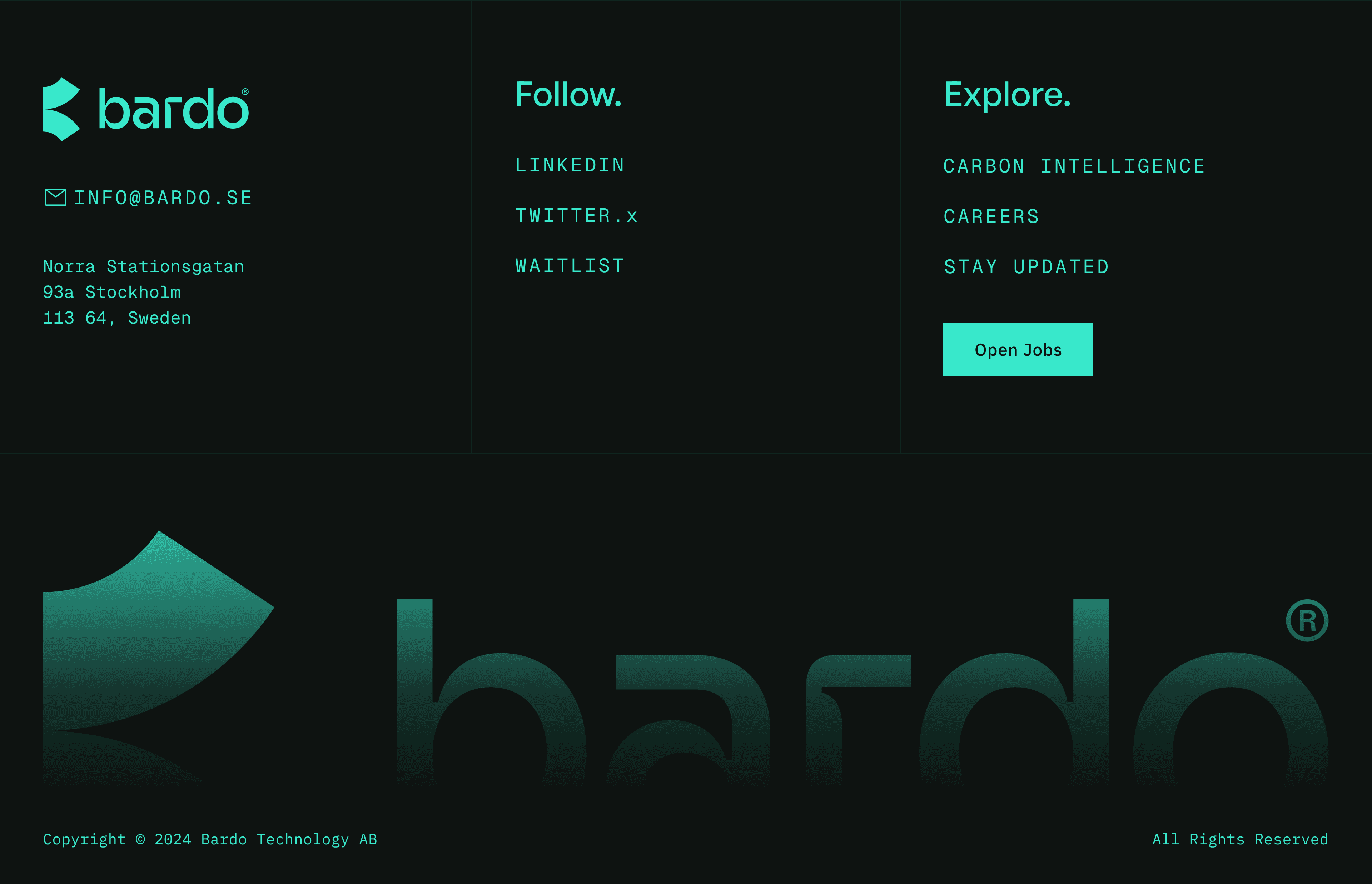 Bardo Website design Footer - Business website Best Carbon Footprint Website