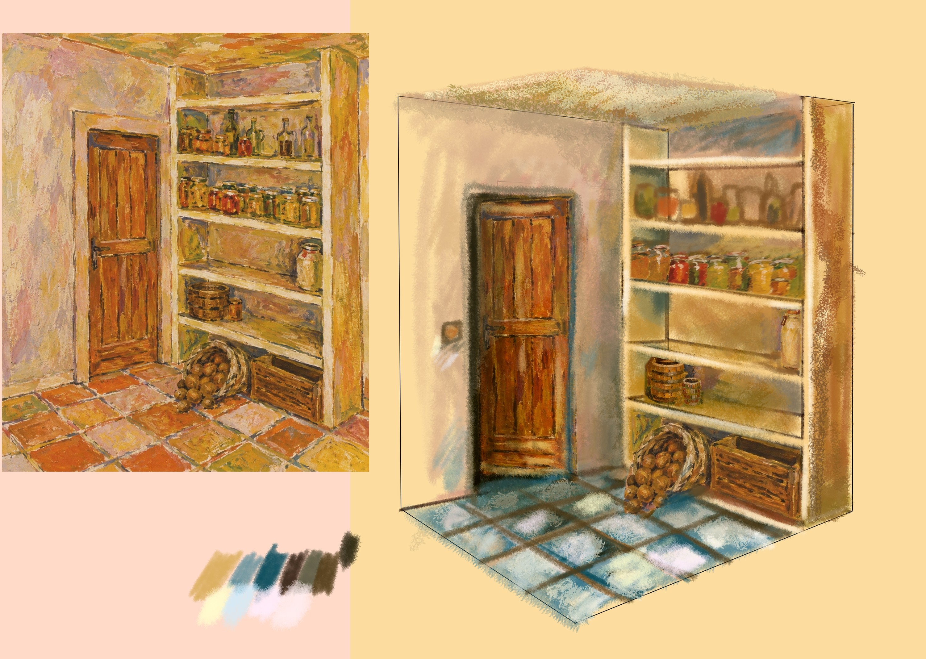 The pantry, Yuliia’s mind palace. Concept art by Magdalena Byczek