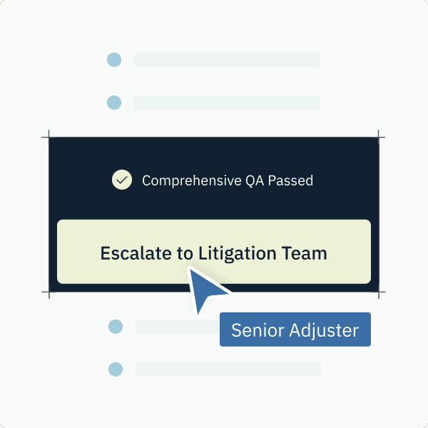 Escalate to litigation team button UI representation