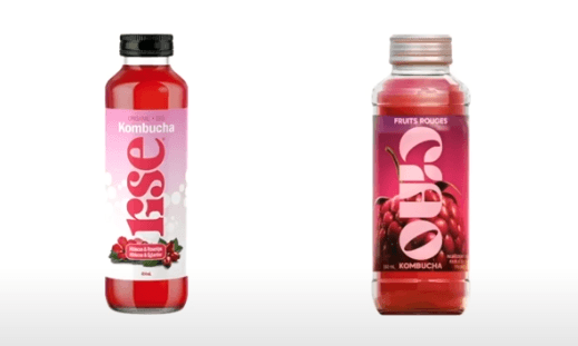 comparaison packaging rise et Cia kombucha
