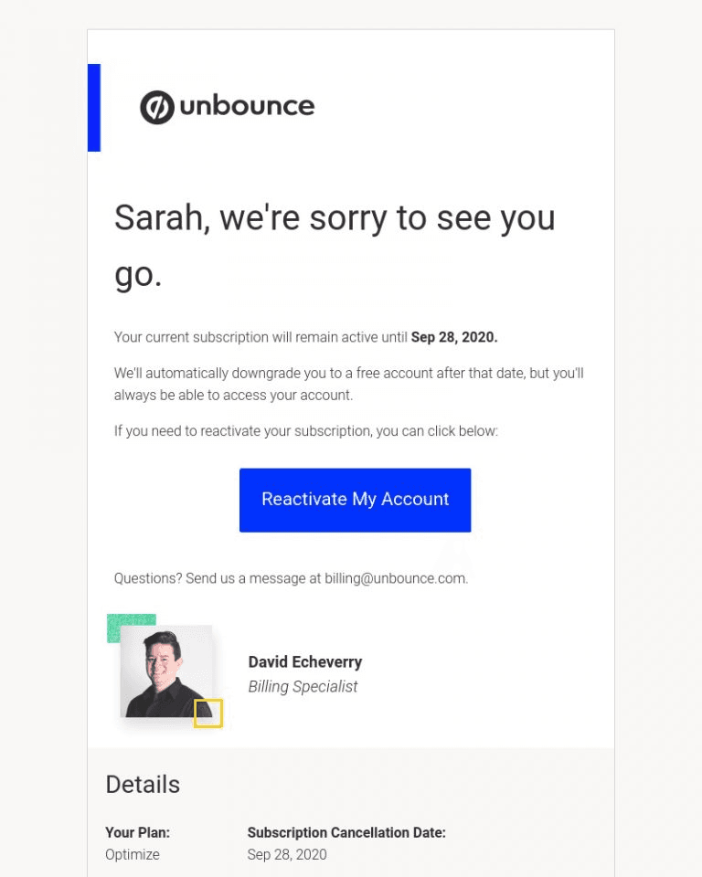 Unbounce's Trigger-based Cancellation Flow 