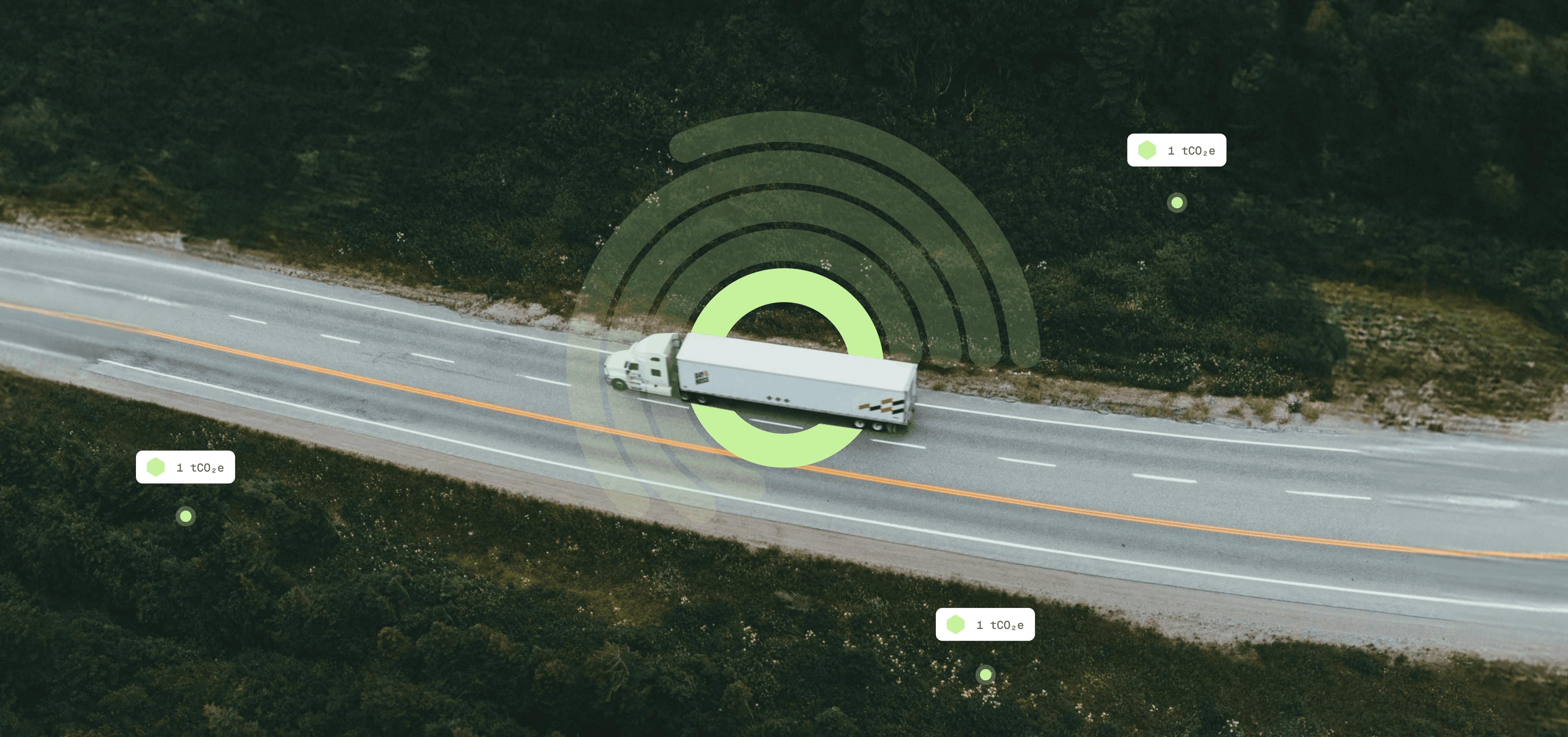 drone shot of a truck in a highway 