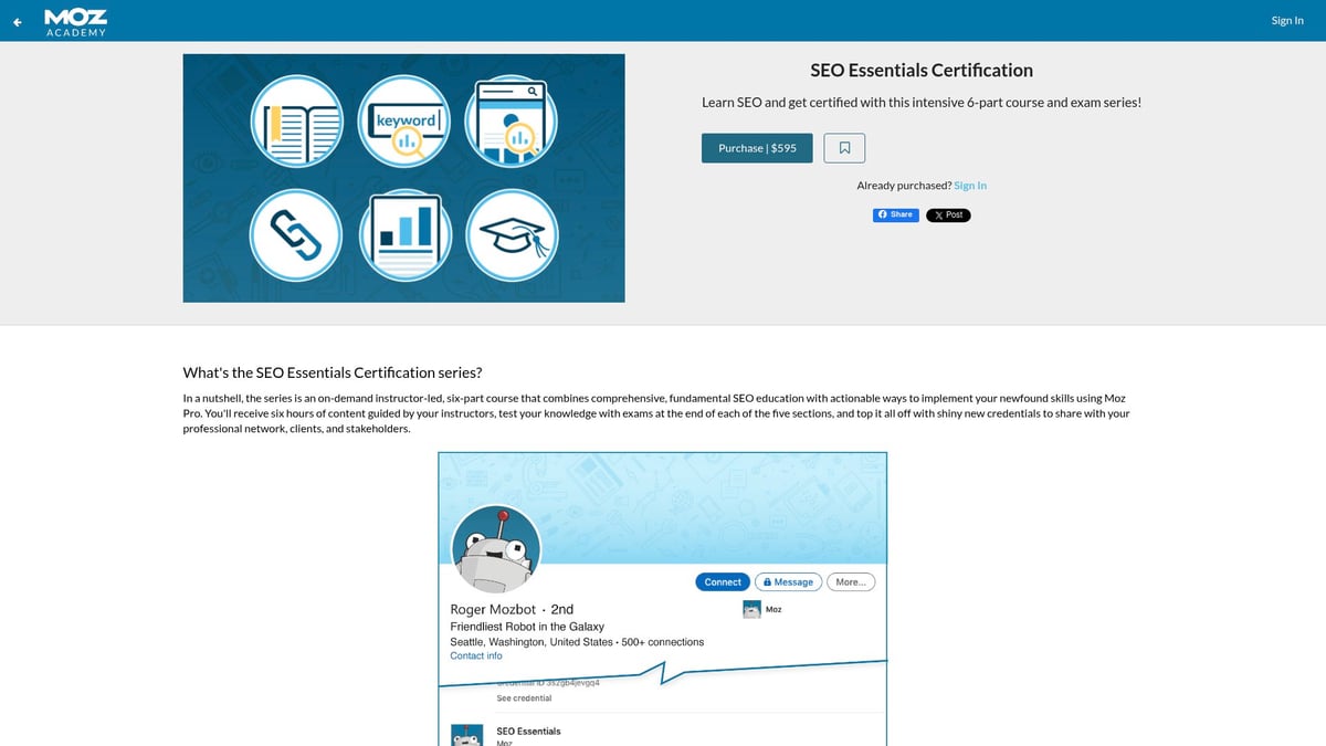 9 SEO Kurse 2026, Die Dein Online-Marketing Revolutionieren - SEO Essentials Zertifikat von Moz