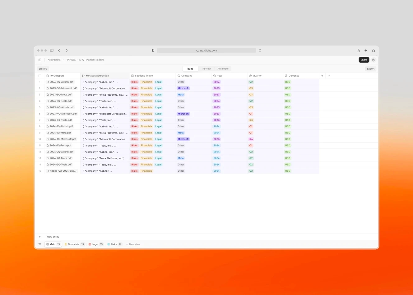 An interface showing AI financial document processing