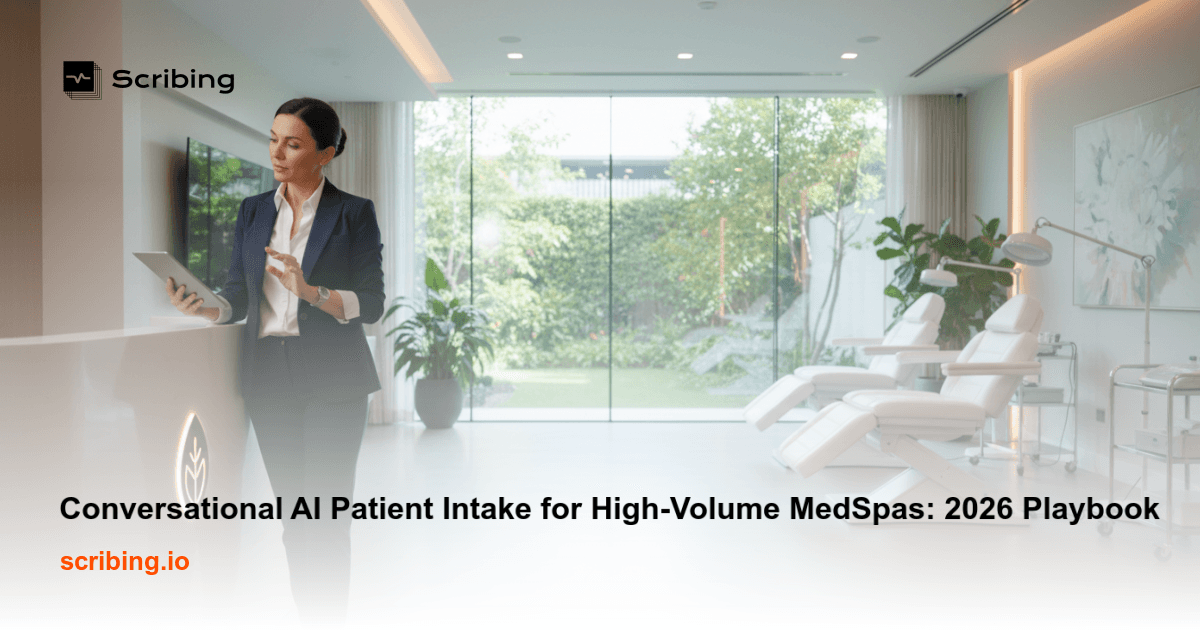 Modern medspa reception counter with a digital tablet used for streamlined patient intake