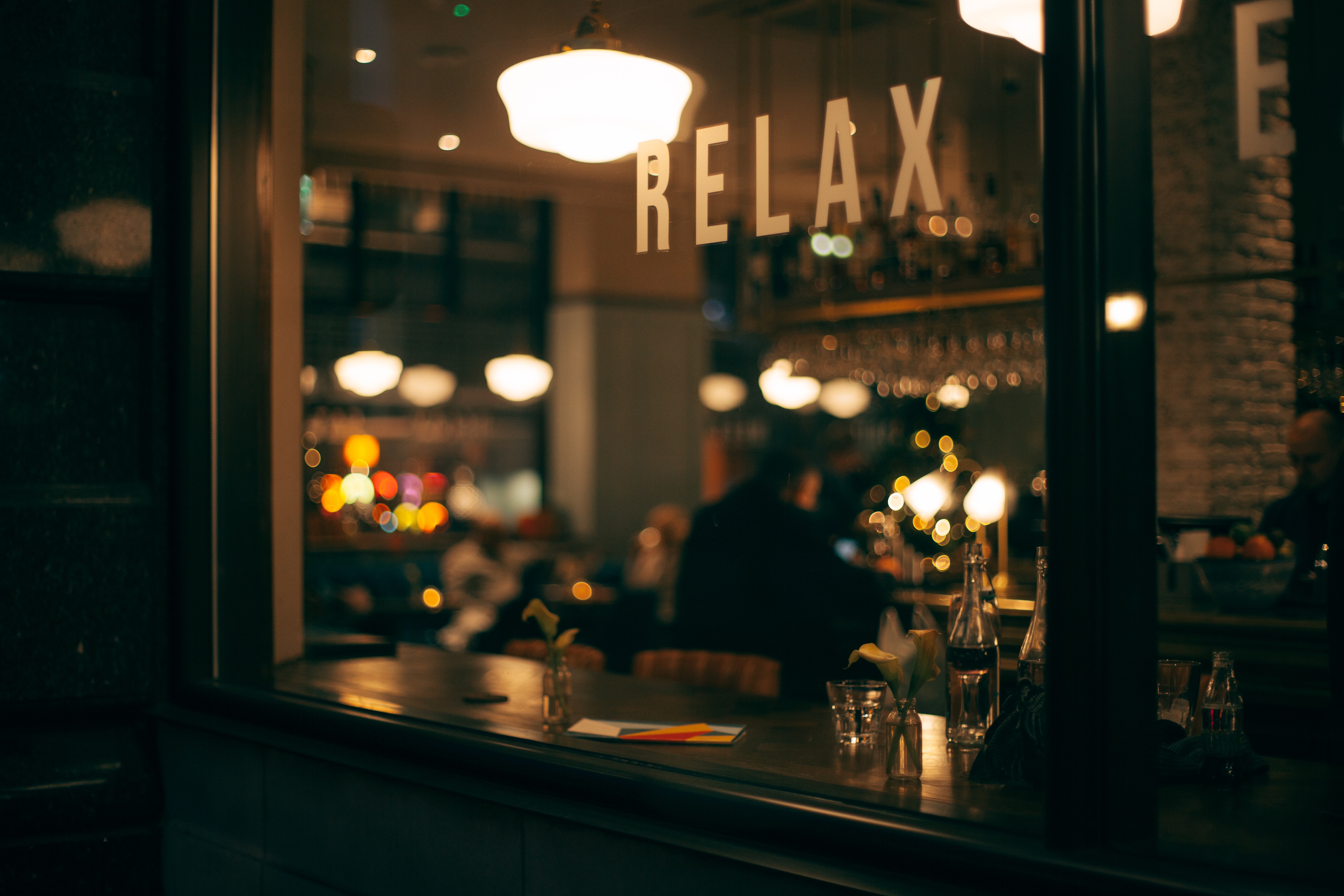 restaurant dimly lit city