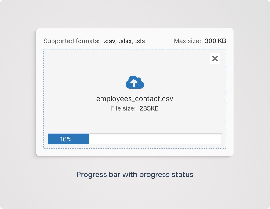 Image to show file uploader with progress state